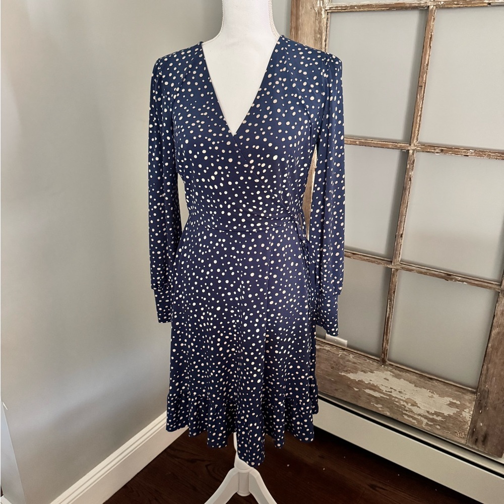 Gilli Navy and White Long Sleeve Dress